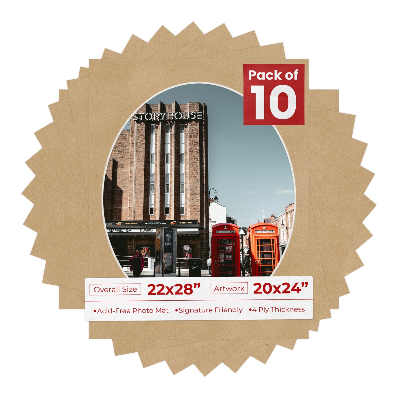 Beige Suede Mat Board for 22x28 Frames - Oval Opening for 20x24 Photos